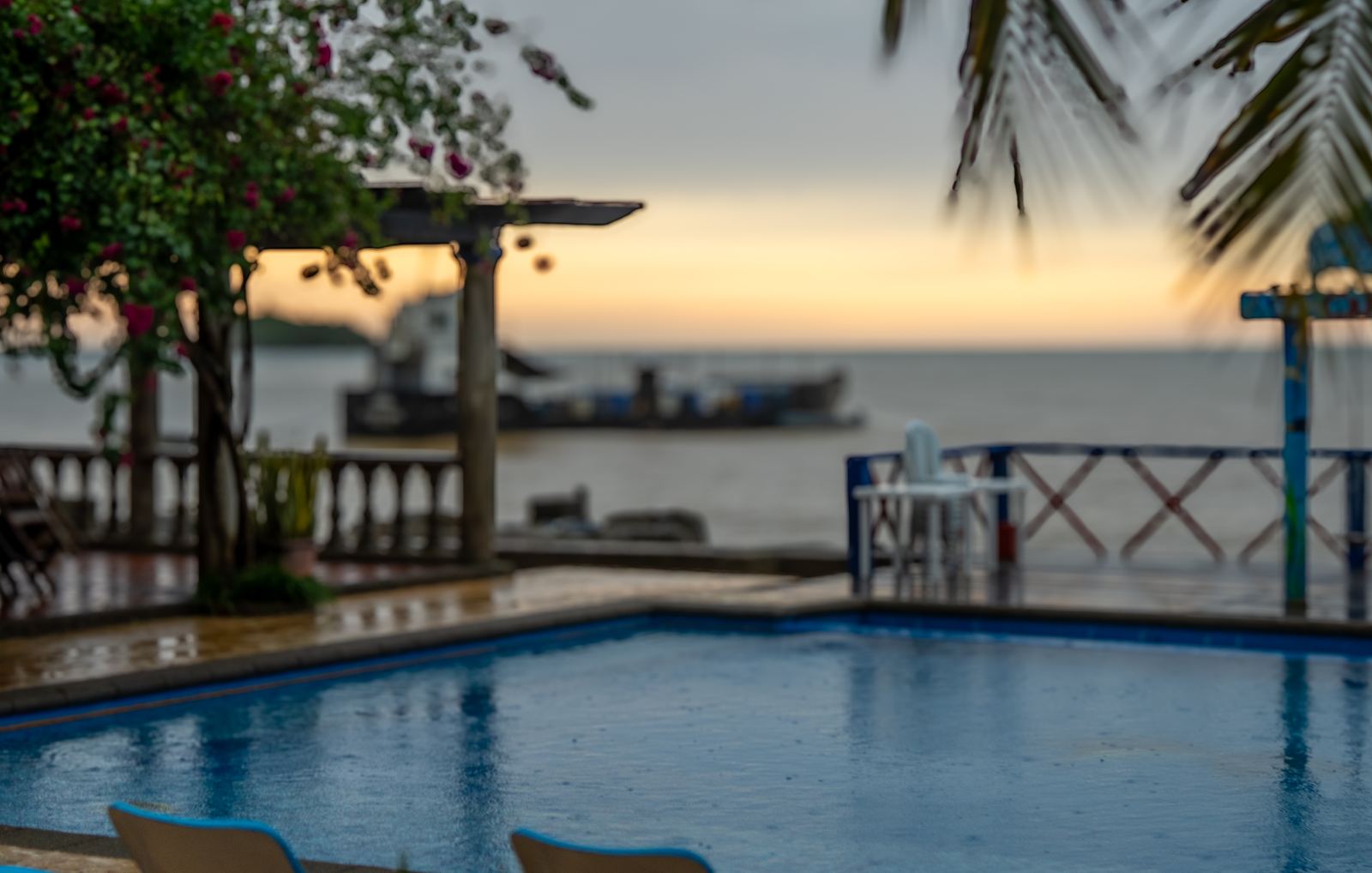 The pool at dusk