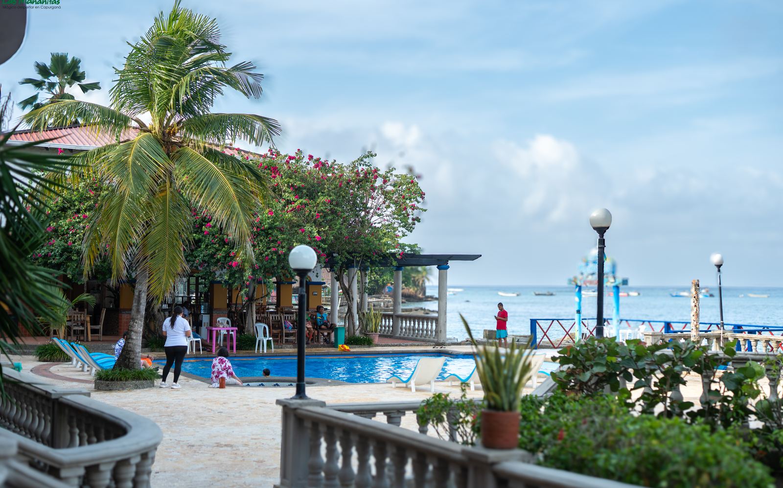 View over the pool to the sea