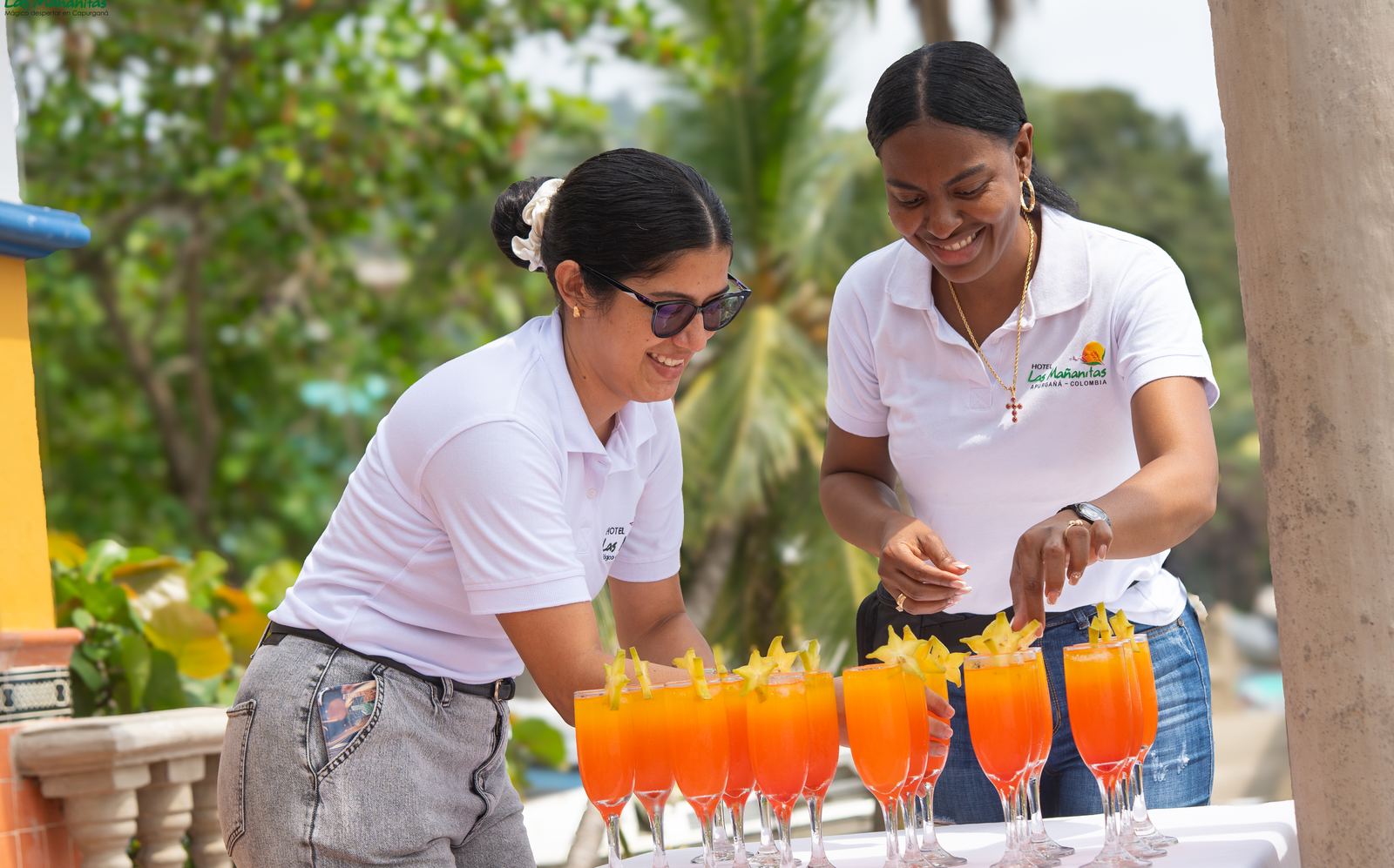 Our team preparing welcome drinks